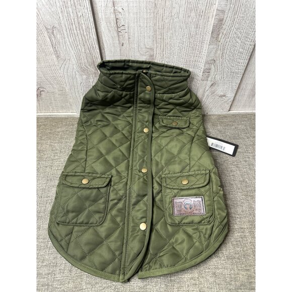 Fab Dog Outerwear Olive Quilted Barn Coat Lined Jacket For Dogs Size 16 Winter - Picture 3 of 7